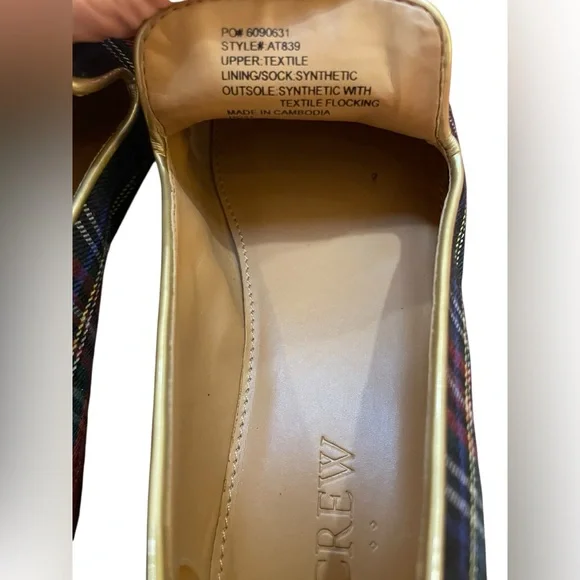 J. Crew Stewart Tartan Loafers Plaid Smoking Slippers Black Red Gold - Picture 3 of 3